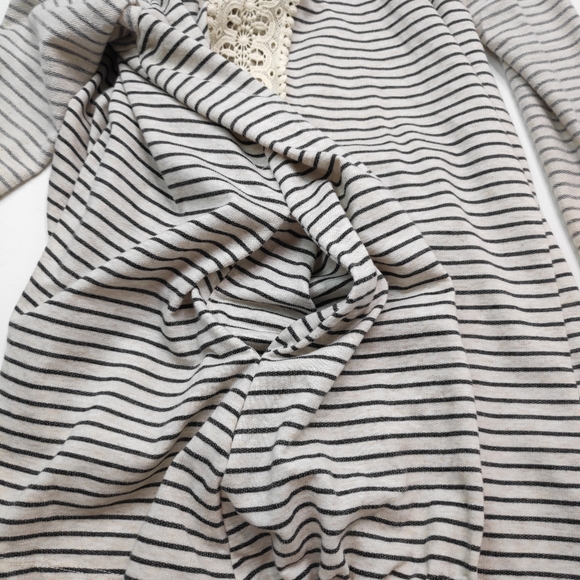 Hem & Thread Stripe Open Front Jacket Lace Size M - Picture 8 of 9